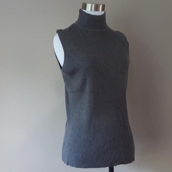 Gray Large Dana Buchman Sleeveless Mockneck - Picture 3 of 8